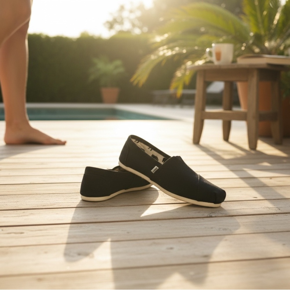 Toms Black Canvas Loafers